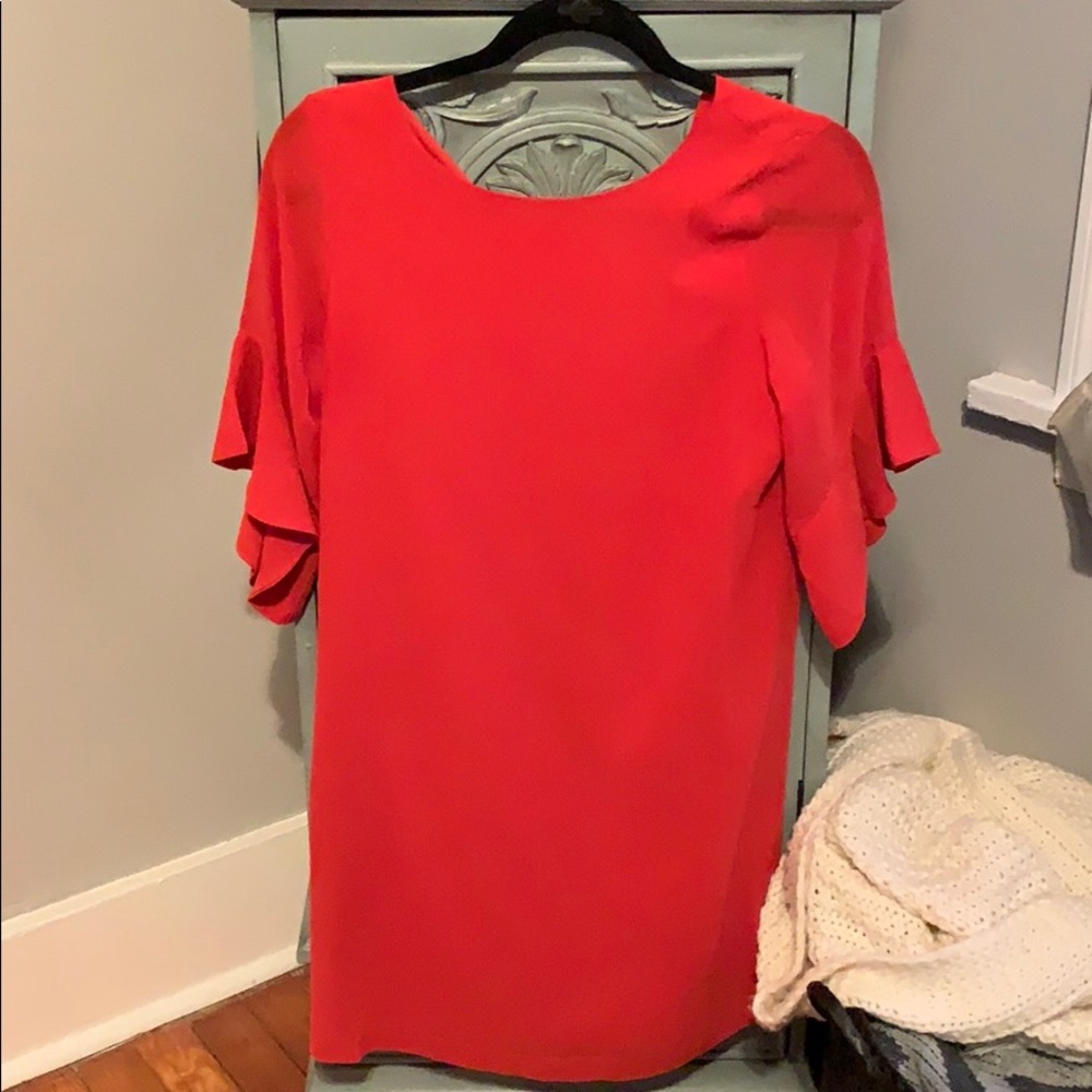 Orange dress with flowy sleeves